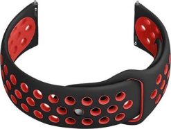Pasek gumowy do smartwatch U11 - czarny/czerwony - 22mm. Czarne zegarki smartwatch NoName, bez wzorów, z gumy. Za 22.44 zł.