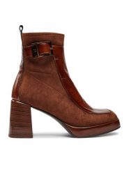 Hispanitas Botki Velour Str-I24 HI243664 Brązowy. Brązowe botki damskie Hispanitas, bez wzorów, ze skóry, bez obcasa, na słupku, bez zapięcia. Za 709.99 zł.