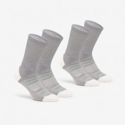Skarpety turystyczne Hike 900 długie x2. Białe skarpetki damskie QUECHUA, bez wzorów, z elastanu. Za 79.99 zł.
