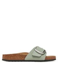 Birkenstock Klapki Madrid Big Buckle 1029293 Zielony. Zielone klapki damskie Birkenstock, bez wzorów, ze skóry, bez obcasa, bez zapięcia. Za 539.99 zł.