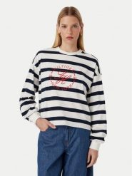 Tommy Hilfiger Bluza Th Roundal WW0WW50969 Biały Regular Fit. Białe bluzy damskie Tommy Hilfiger, l, bez wzorów, z bawełny, bez ramiączek, bez kaptura. Za 409.99 zł.