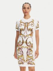 Versace Jeans Couture Sukienka codzienna 78HAO9P9 Biały Slim Fit. Białe sukienki damskie Versace Jeans Couture, na co dzień, xxs, bez wzorów, z bawełny, bez kołnierzyka, bez ramiączek, proste. Za 979.99 zł.