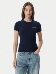Tommy Jeans T-Shirt Ess Logo DW0DW23479 Granatowy Slim Fit. Niebieskie t-shirty damskie Tommy Jeans, s, bez wzorów, z bawełny, bez kołnierzyka, bez ramiączek. Za 129.99 zł.