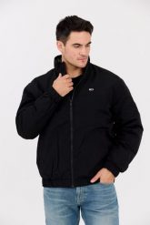 TOMMY JEANS Czarna męska kurtka przejściowa z drobnym logo. Czarne kurtki męskie Tommy Jeans, l, bez wzorów, z jeansu, bez kaptura. W wyprzedaży za 379.99 zł.