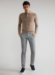 Spodnie męskie w kratę P22SF-WX-005-S-0. Szare spodnie materiałowe męskie Pako Lorente, bez wzorów, z elastanu. Za 99.99 zł.