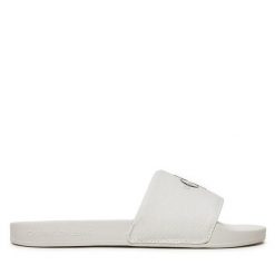 Klapki Calvin Klein Jeans. Białe klapki damskie Calvin Klein Jeans, bez wzorów, z jeansu, bez obcasa, bez zapięcia. Za 179.99 zł.