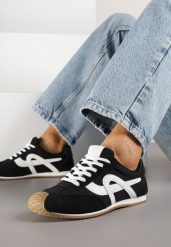 Czarne Sneakersy Ozdobione Geometrycznym Motywem Ardetia. Czarne obuwie sportowe damskie Born2be, bez wzorów, z jeansu, bez zapięcia. Za 89.99 zł.