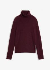 Sweter z golfem z miękkiej mieszanki kaszmiru wysokiej jakości Good Cashmere Standard®. Czerwone swetry nierozpinane damskie bonprix, bez wzorów, z kaszmiru, bez kołnierzyka, bez ramiączek. Za 329.99 zł.