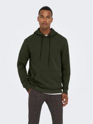 Only & Sons Bluza Cares 22018685 Zielony Regular Fit. Zielone bluzy męskie Only & Sons, m, bez wzorów, z syntetyku, bez ramiączek, bez kaptura. Za 99.99 zł.