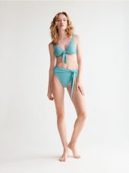 Dół bikini z wysokim stanem - morski. Zielone stroje kąpielowe damskie Reserved, l, bez wzorów. W wyprzedaży za 15.99 zł.