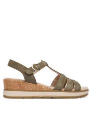 Caprice Sandały 9-28709-44 Zielony. Zielone sandały damskie Caprice, bez wzorów, z nubiku, bez obcasa, na koturnie, bez zapięcia. Za 235.99 zł.