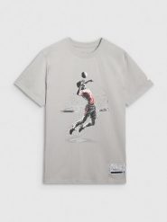 4F T-shirt regular z nadrukiem siatkarskim męski - szary XXL. Szare koszulki sportowe męskie 4F, l, bez wzorów, z bawełny, bez ramiączek, do siatkówki. Za 69.99 zł.