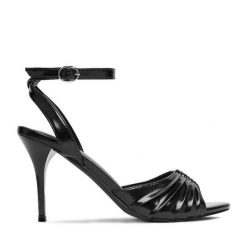 Sandały JENNY. Czarne sandały damskie Jenny, bez wzorów, bez obcasa, na szpilce, bez zapięcia. Za 139.99 zł.