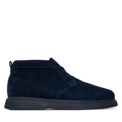 Trzewiki Tommy Hilfiger. Niebieskie botki męskie Tommy Hilfiger, bez wzorów, bez obcasa, bez zapięcia. Za 649.99 zł.