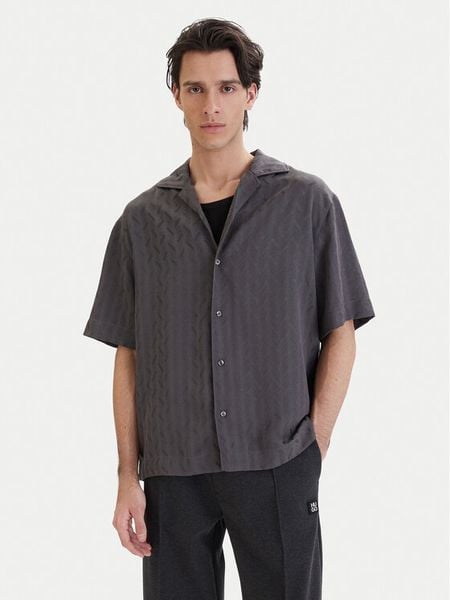 HUGO Koszula Espino 50560614 Szary Oversize. Szare koszule męskie Hugo, m, bez wzorów, z syntetyku, bez kołnierzyka, bez ramiączek. Za 338.99 zł.