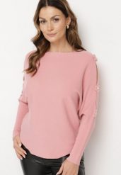 Ciemnoróżowy Sweter z Wiskozą i Wycięciami przy Rękawach Evancia. Czerwone swetry nierozpinane damskie Born2be, bez wzorów, z jeansu, biznesowe, bez kołnierzyka, bez ramiączek. Za 84.99 zł.