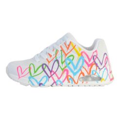 Damski Buty Sportowe Skechers Uno Highlight Love Białe. Białe obuwie sportowe damskie Skechers, bez wzorów, z materiału, bez zapięcia, trekkingowe. Za 485.00 zł.