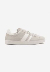 Biało-Beżowe Buty Sportowe z Naturalnego Zamszu Palarwena. Białe buty sportowe męskie Born2be, bez wzorów, z jeansu, bez zapięcia. Za 159.99 zł.