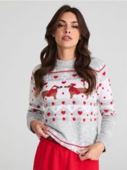 Sweter - wielobarwny. Swetry nierozpinane damskie Sinsay, l, bez wzorów, bez kołnierzyka, bez ramiączek. Za 49.99 zł.