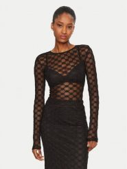 Bardot Bluzka Adoni 59741TB Czarny Slim Fit. Czarne bluzki damskie Bardot, bez wzorów, z syntetyku, bez kołnierzyka, bez ramiączek. Za 199.99 zł.