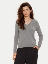 Tommy Hilfiger Sweter WW0WW40098 Szary Regular Fit. Szare swetry nierozpinane damskie Tommy Hilfiger, s, bez wzorów, z bawełny, bez kołnierzyka, bez ramiączek. Za 239.99 zł.