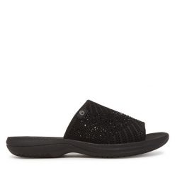 Klapki Jana. Czarne klapki damskie Jana, bez wzorów, bez obcasa, bez zapięcia. Za 139.99 zł.