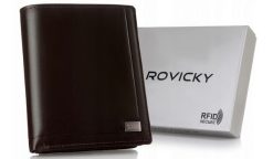 Portfel skórzany Rovicky PC-108-BAR brązowy. Brązowe portfele męskie ROVICKY, bez wzorów, ze skóry. Za 85.99 zł.