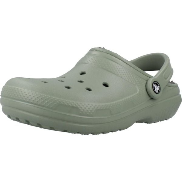 Sandały CROCS CLASSIC LINED CLOG Zielony. Zielone sandały damskie Crocs, bez wzorów, z gumy, bez obcasa, bez zapięcia. Za 199.99 zł.