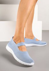Niebieskie Wsuwane Tenisówki z Ozdobnym Paskiem i Perforacją Zelsedi. Niebieskie trampki i tenisówki damskie Born2be, bez wzorów, z jeansu, bez zapięcia. Za 44.99 zł.