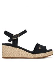 Tommy Hilfiger Sandały Mid Woven Wedge Espad Fringe FW0FW09470 Czarny. Czarne sandały damskie Tommy Hilfiger, bez wzorów, z materiału, bez obcasa, na koturnie, bez zapięcia. Za 359.99 zł.