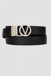VALENTINO Czarny pasek Roof Plaque Buckle Belt. Czarne paski damskie Valentino by Mario Valentino, bez wzorów. W wyprzedaży za 215.99 zł.