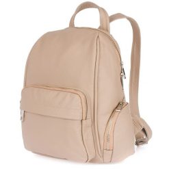 Włoski Plecak Skórzany Damski Beżowy Skóra Naturalna U21. Brązowe plecaki damskie bez wzorów, ze skóry, eleganckie. Za 299.99 zł.