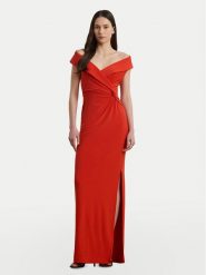 LAUREN RALPH LAUREN Sukienka wieczorowa 253863940024 Pomarańczowy Slim Fit. Brązowe sukienki damskie Lauren Ralph Lauren, bez wzorów, z syntetyku, wizytowe, bez kołnierzyka, bez ramiączek. Za 759.99 zł.