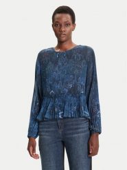Desigual Bluzka Plise 25WWBW09 Granatowy Regular Fit. Niebieskie bluzki damskie Desigual, s, bez wzorów, z syntetyku, bez kołnierzyka, bez ramiączek. Za 369.99 zł.
