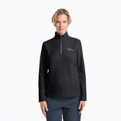 Bluza trekkingowa damska Jack Wolfskin Taunus Hz. Czarne bluzy damskie Jack Wolfskin, bez wzorów, sportowe, bez ramiączek, bez kaptura. Za 179.99 zł.