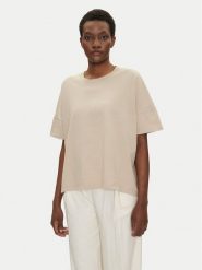 Bomboogie T-Shirt TW7441TJOR5 Beżowy Relaxed Fit. Brązowe t-shirty damskie Bomboogie, bez wzorów, z bawełny, bez kołnierzyka, bez ramiączek. Za 99.99 zł.
