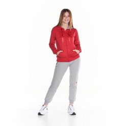 Bluza z bawełna z kaptur na co dzień na siłownię. Czerwone bluzy damskie LEONE 1947 APPAREL, s, bez wzorów, z bawełny, sportowe, bez ramiączek, bez kaptura. W wyprzedaży za 233.66 zł.