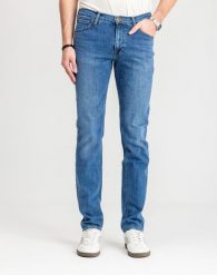 Męskie Spodnie Jeanoswe Lee Daren Zip Fly Dark Freeport L707PXGQ 112140688, W34 L32. Niebieskie spodnie materiałowe męskie Lee, l, bez wzorów, z bawełny. Za 249.99 zł.