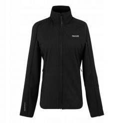 Damska Kurtka Moutdale Soft Shell. Czarne kurtki sportowe damskie Regatta, m, bez wzorów, z elastanu, bez ramiączek, bez kaptura, trekkingowe. Za 234.99 zł.