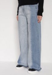 Niebieskie Dwukolorowe Jeansy o Szerokim Kroju z Wysokim Stanem Seronore. Niebieskie jeansy damskie Born2be, bez wzorów, z jeansu, biznesowe, z podwyższonym stanem. Za 129.99 zł.