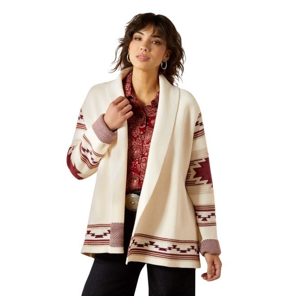 Sweter damski Ariat Westward. Białe swetry nierozpinane damskie Ariat, na zimę, bez wzorów, eleganckie, bez kołnierzyka, bez ramiączek. Za 414.00 zł.