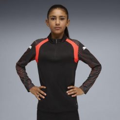 Młodzieżowa bluza piłkarska individualFINAL z zamkiem 1/4 PUMA. Czarna bluzy damskie Puma, m, bez wzorów, młodzieżowe, bez ramiączek, bez kaptura. Za 219.00 zł.