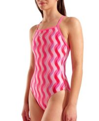 Strój Kąpielowy Damski Arena Ripple Print Swimsuit Lightdrop. Czerwone stroje kąpielowe damskie ARENA, bez wzorów, z materiału. Za 259.99 zł.
