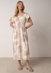 Beżowa Wiskozowa Sukienka o Rozkloszowanym Kroju z Kopertowym Dekoltem Morgassa. Brązowe sukienki damskie Born2be, na co dzień, na lato, l, bez wzorów, z jeansu, eleganckie, bez kołnierzyka, bez ramiączek, midi, kopertowe. Za 79.99 zł.