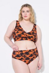Damskie Figi od bikini wysoki stan nadruk z palmami. Czarne stroje kąpielowe damskie Ulla Popken, plus size, bez wzorów, z elastanu. Za 91.99 zł.