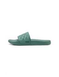 Klapki PUMA Leadcat 2.0 Cut Out Vert. Zielone klapki damskie Puma, bez wzorów, z materiału, z otwartym noskiem, bez obcasa, bez zapięcia. Za 162.20 zł.