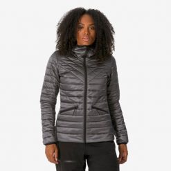 Kurtka narciarska damska 500 light. Fioletowe kurtki sportowe damskie WED'ZE, na jesień, l, bez wzorów, z materiału, bez ramiączek, z kapturem, narciarskie. Za 179.99 zł.