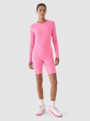 4F Legginsy krótkie treningowe damskie - różowe S. Czerwone legginsy damskie 4F, s, bez wzorów, z dzianiny, z podwyższonym stanem, krótkie, na fitness i siłownię. W wyprzedaży za 49.99 zł.