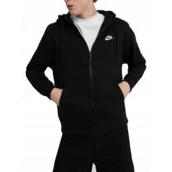 Bluza dresowa męska NIKE NSW CLUB z kapturem. Czarne bluzy męskie Nike, m, bez wzorów, z dresówki, z kapturem, do biegania. Za 319.00 zł.