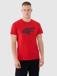 4F T-shirt regular z nadrukiem męski - czerwony XL. Czerwone t-shirty męskie 4F, m, bez wzorów, z bawełny, bez kołnierzyka, bez ramiączek. Za 49.99 zł.